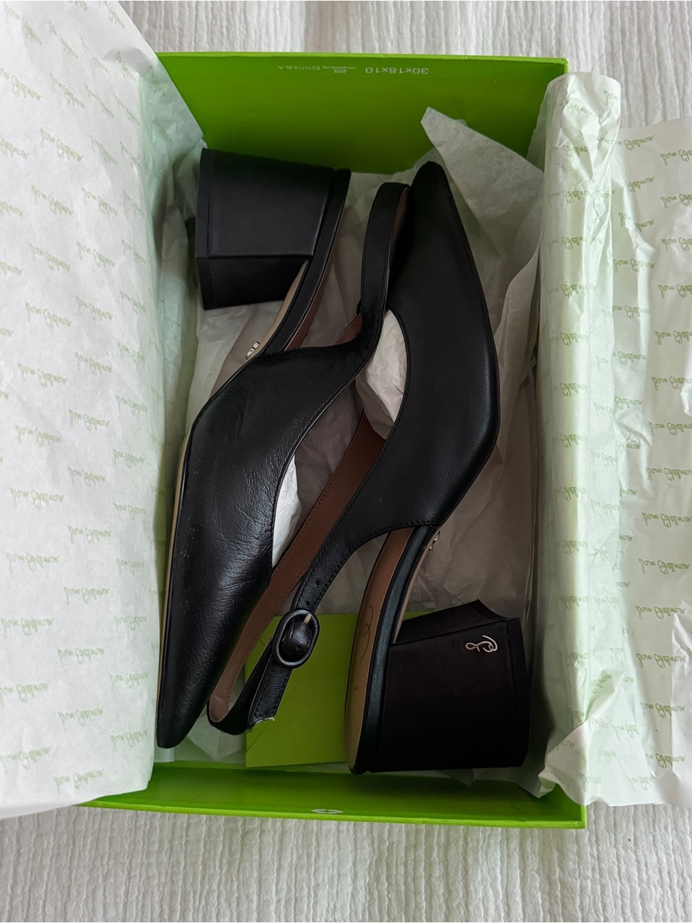 Sam Edelman Petra - Black Pointed-Toe Slingback Block Heel Pumps - Picture 8 of 9